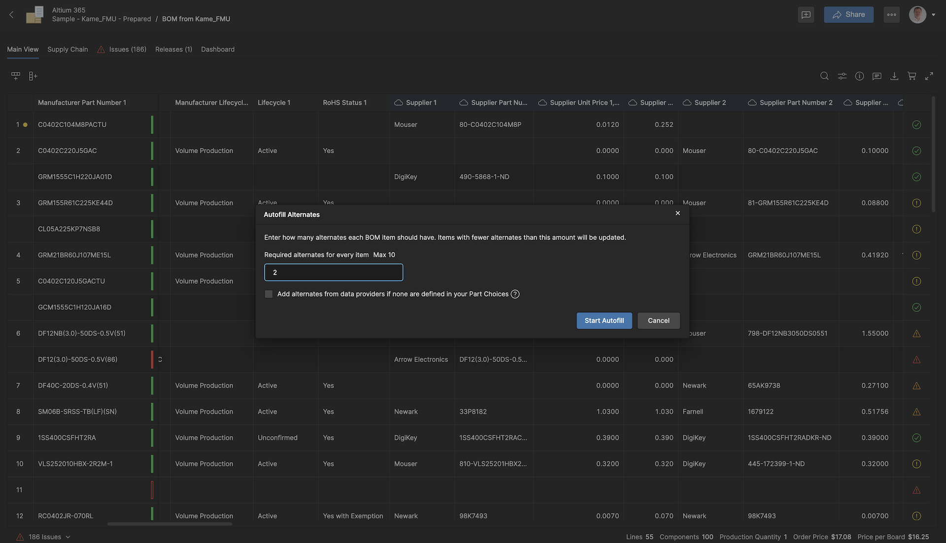 BOM Portal - Autofill Alternates